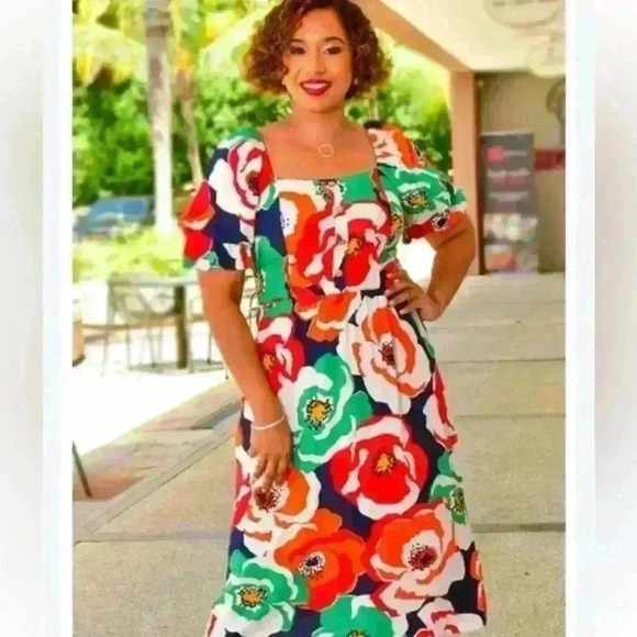 LUXOLOGY Pullover bright floral  Shift Dress M hippie - Picture 1 of 4